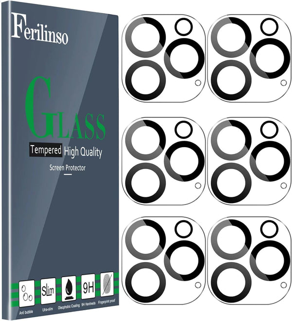 Ferilinso 6 Pack Camera Lens Protector for iPhone 16 Pro Max/iPhone 16 Pro, Tempered Glass