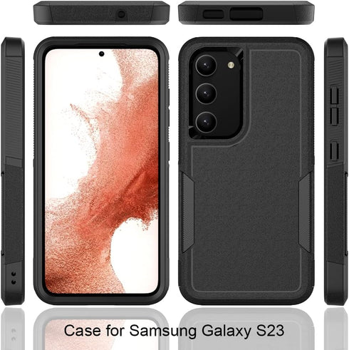for Samsung Galaxy S23 Case, Dual Layer Heavy Duty Protective Cover with Screen Protector - Military Protection