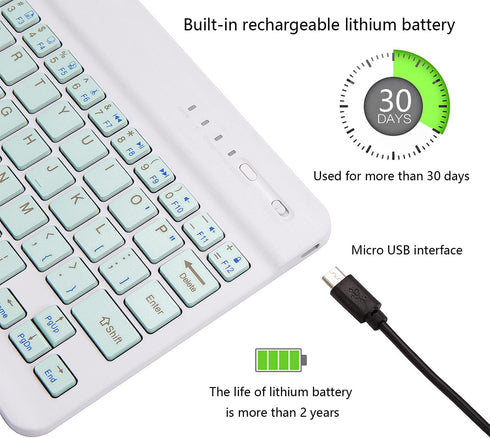 Ultra-Slim Portable Mini Bluetooth Keyboard, Rechargeable Wireless Keyboard for Apple iPad, iPhone, Samsung Tablet,