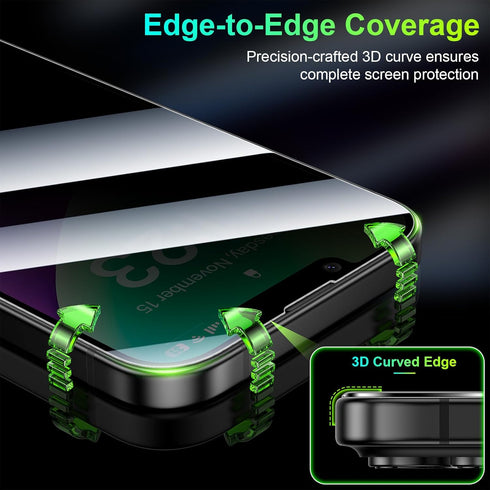 Esanik 2 Pack 4-way 360 Anti-spy Privacy Screen Protector for iPhone 14 Plus/13 Pro Max 6.7'', Tempered Glass,
