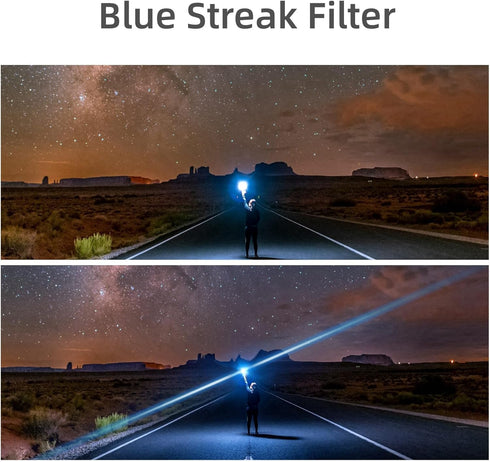 49mm Blue Streak Effect Filter, Premium Optical Glass 360 Rotatable Anamorphic Flare Special Effects Lens Filter