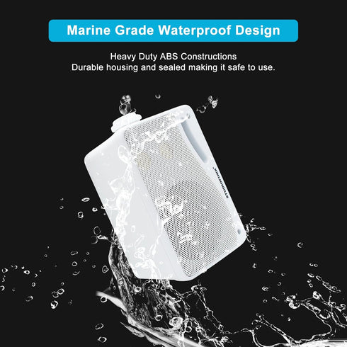 Passive Outdoor Speakers Wired Waterproof - 3.5 Inch 3 Way 200W Surface Marine & Wall Mount Speakers (White)