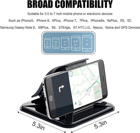 DUSCOKE Car Phone Holder Mount for Dashboard, Universal Anti-Slip Dashboard Cell Phone Stand with Suction Cup for Most