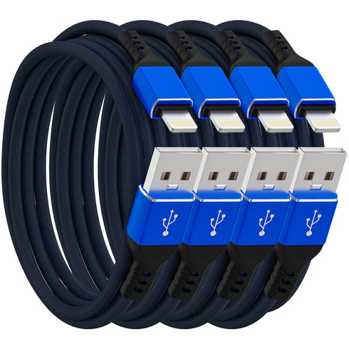 iPhone Charger Cable 4 Pack, Apple MFi Certified 6 FT Blue Long Lightning Fast Charging USB Cable Compatible with