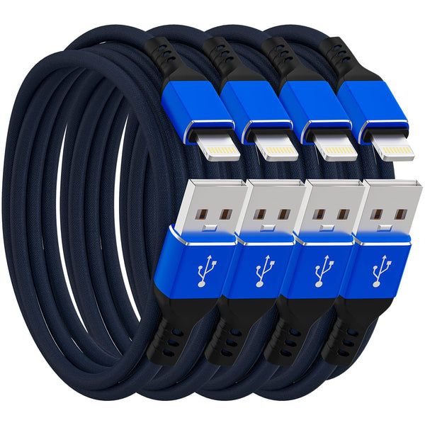 iPhone Charger Cable 4 Pack, Apple MFi Certified 6 FT Blue Long Lightning Fast Charging USB Cable Compatible with