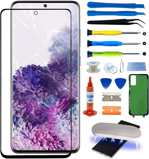 Samsung Galaxy S20 Ultra Front Glass Repair Kit, Screen Replacement with Waterproof Frame Adhesive