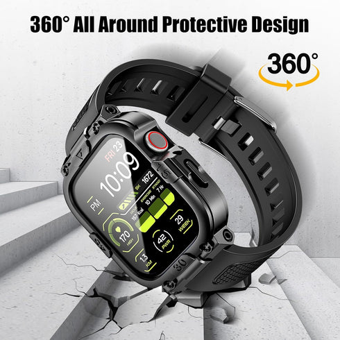 Dsytom Waterproof Case with Band | Rugged Shockproof Smartwatch Strap for Apple Watch 45mm 44mm 41mm 40mm