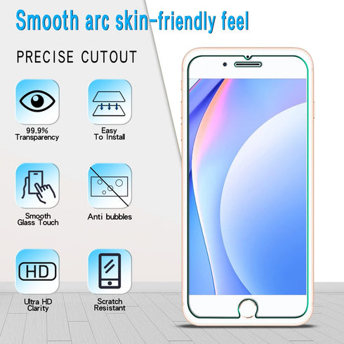Slanku 3 Pack Tempered Glass Screen Protector for iPhone SE 2022/2020 - Bubble Free, Anti-Scratch, Case Friendly, Easy