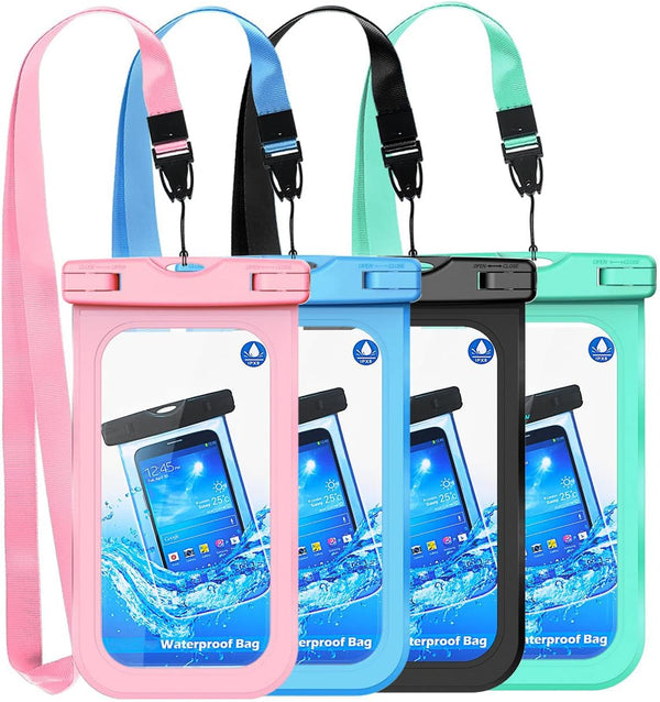 GLBSUNION 4-Pack Universal Waterproof Phone Pouch, IPX8 Dry Bag for Pools, Beach, Kayaking, Fits iPhone 15 and Galaxy