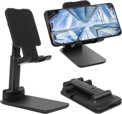 Folding Desktop Phone Stand, Adjustable Height Mobile Phone Holder for Desk, Office, Compatible with All Phones 4-10’’