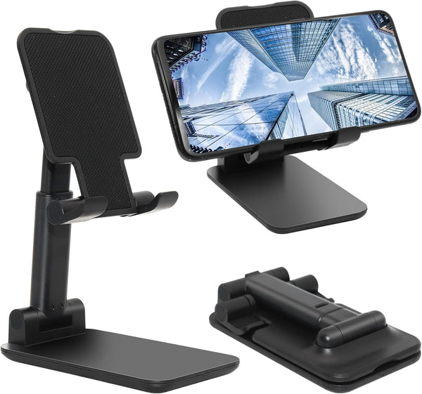 Folding Desktop Phone Stand, Adjustable Height Mobile Phone Holder for Desk, Office, Compatible with All Phones 4-10’’