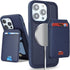 iPhone 15 Pro Max Case with Credit Card Holder MagSafe, Leather Wallet for Women, Detachable 2-in-1 for Men - Blue
