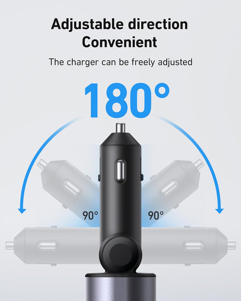 iPhone Car Charger, Retractable Fast 100W Phone Charger 4 in 1 Adapter with 2 Cables and 2 USB Ports