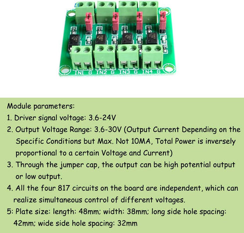 Comimark PC817 4-Channel Voltage Converter Module, Optocoupler Isolation Driving Module (2 Pcs)
