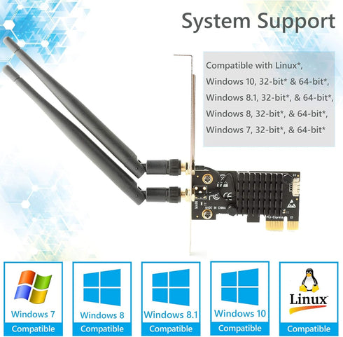 Ubit AC1200 PCIe WiFi Card for PC with BT 4.2 | Dual Band Wireless Network Adapter for Gaming, Browsing, Streaming