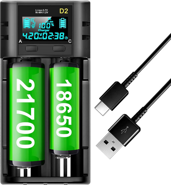 Swanlake 18650 Battery Charger,LCD Display Charger for 3.7V Li-ion Battery 18650,26650,21700,18500,18350,16650 1.2V LiFePO4
