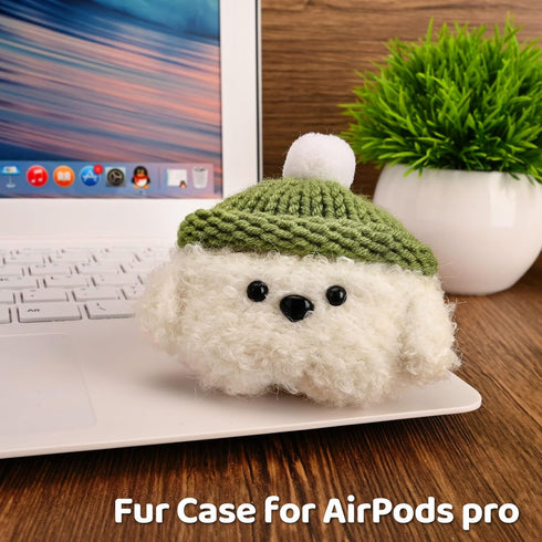 Plush Case Compatible with Apple AirPods Pro, Handmade Knitted Cartoon Headphone Case, Rechargeable Headphone Case,