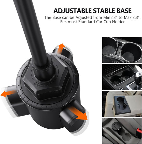 Esoulk 11 Car Cup Phone Holder, Car Phone Holder Cup Holder with Long Arm, Goose Neck Cupholder Phone Holder