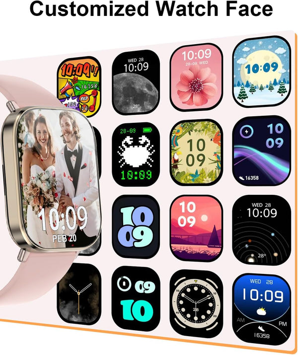 Smart Watch, 2.01” HD Fitness Tracker for Women, Blood Pressure/Heart Rate/Sleep Monitor, IP68 Waterproof
