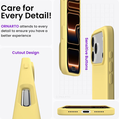ORNARTO 17 6.9", 3 Compatible with iPhone Pro Max Case Slim Liquid Silicone Layers Soft Gel Rubber Shockproof