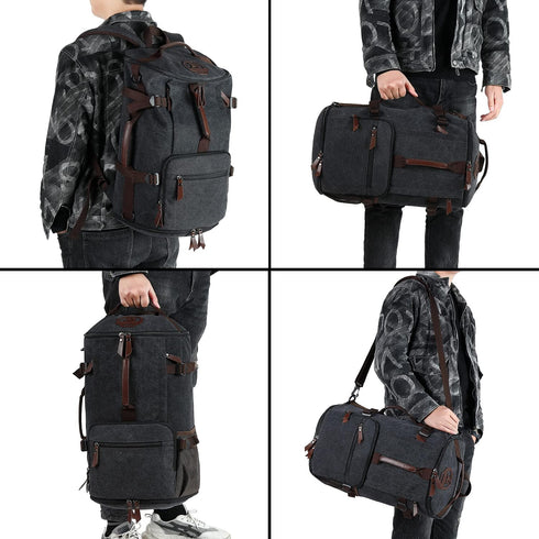 Backpack 4-Way Kalesi Gym Duffle Bag Vintage canvas with Shoes Compartment for travel Sport Hiking laptop (Vintage