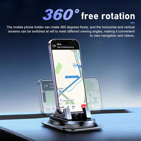 Dogary Car Dashboard Phone Holder, Rotating One-Hand Operation Bracket with Anti-Slip Base, Auto-Locking Secure