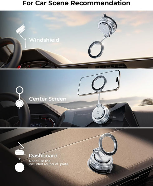 Haassue 2026 [89+LBS Suction/2800gf Car/Mirror/Gym/Kitchen/iPhone17 16 15 14 13 12, Upgraded Vacuum Magnetic Car Phone