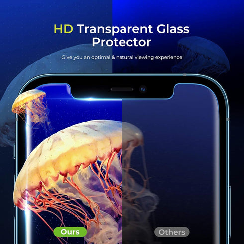 ORIbox iPhone 12 mini Glass Screen Protector, 3-Pack HD Clear Anti-Scratch Tempered Glass, Eye-Protection.