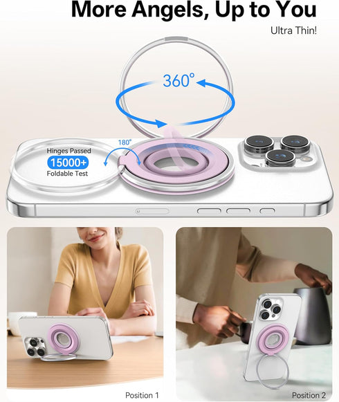 Orivienta 360 17/16/15/14/13 Magnetic Phone Grip for MagSafe Ring Holder, Rotation Phone Grip Stand Finger Kickstand