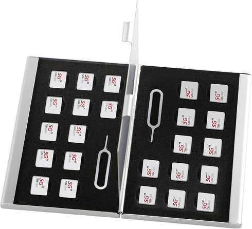M EGA MEGACUBE Aluminum SIM Card Case, 26Slots Ultrathin SIM Card Holder, Fit for 24