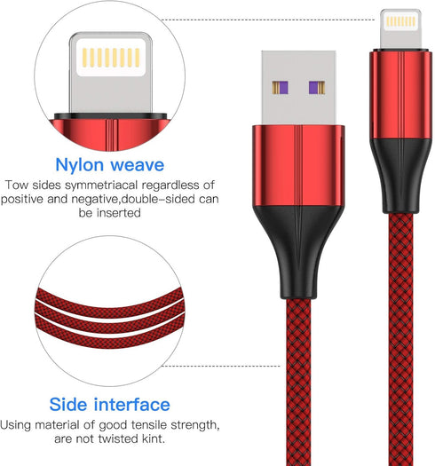 MFi Certified iPhone Charger Cable (3 Pack, 6ft) - Nylon Braided Lightning USB Cable for iPhone 11/Pro/X/Xs Max/XR/8