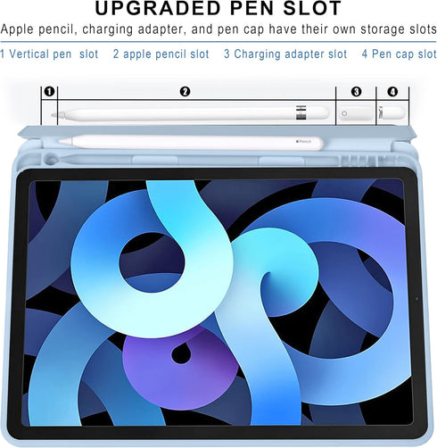 Arae Case for iPad Air 6th Generation 11 inch 2024, Trifold Kickstand Smart Cover with Pencil Holder, Baby Blue