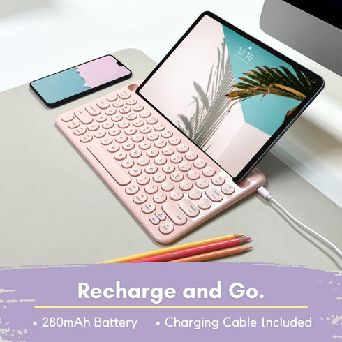 Macally Bluetooth Keyboard for Tablet, Wireless Keyboard for iPad, iPhone Keyboard (Multi-Device, Built-in Stand,