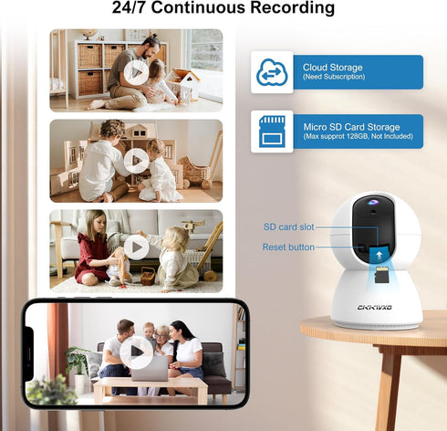 CiKiKWXO 2.4&5G 2K Vision,2-Way (2 Pack) WiFi Indoor Security Camera, HD Pan/Tilt Cameras for Home Security, Baby