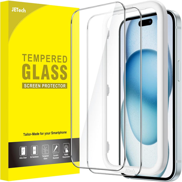 JETech Screen Protector for iPhone 15 Plus 6.7-Inch, Bubble Free, Tempered Glass Film, Case-Friendly, Easy
