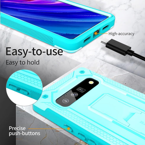 Compatible with Google Pixel 6 Case - Ultimate Drop Protection Case with Kickstand (Blue)