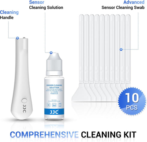 Upgraded Camera Sensor Cleaning Kit with Built-in Light Cleaner Handle & 10PCS 24MM Sensor Cleaning Swabs
