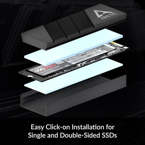 ARCTIC M2 Pro Heatsink Cooler for M.2 2280 SSD, with TP-3 Thermal Pads, Compatible with PC & Gaming Consoles