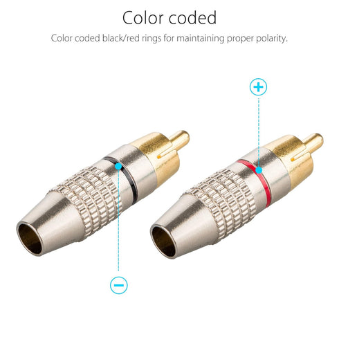 EEEKit 20Pack RCA Male Plug Solder, Gold Audio Video Adapter Connector for Home Theater Audio Video Receiver
