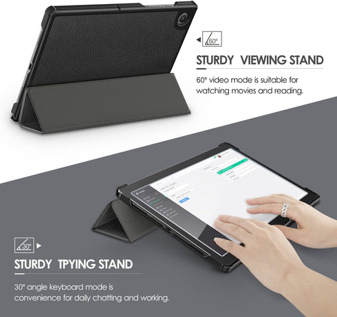 DTTO Case for Samsung Galaxy Tab A8 10.5 inch 2022, Premium PU Leather Tri-Fold Stand Cover with Hard Shell, Black
