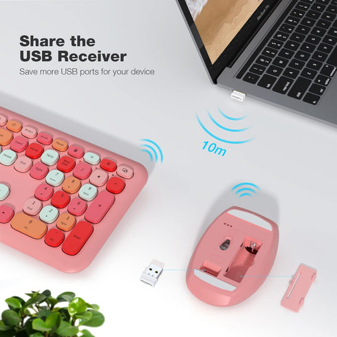 MOFII Wireless Keyboard and Mouse Combo, Slim Compact 2.4G USB Full Size Keyboard with 110 Keys for PC, Notebook,