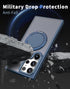 360° Rotation Magnetic Stand Case for Samsung Galaxy S22 Ultra/S23 Ultra, Military-Grade Drop Protection, Blue