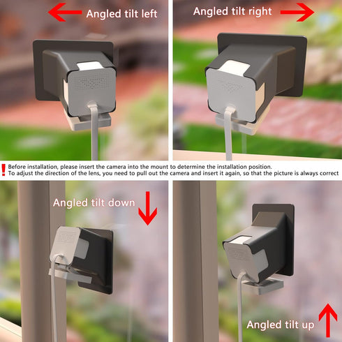 Angled Window Mount Compatible with Wyze Cam v4 Cam V3, 20 Degrees Tilt ( Up/Down/Left/Right ), Through Window Use Cam v3 v4 , Helps You Watch Front Yard and Driveway ( black/Pack of 1)