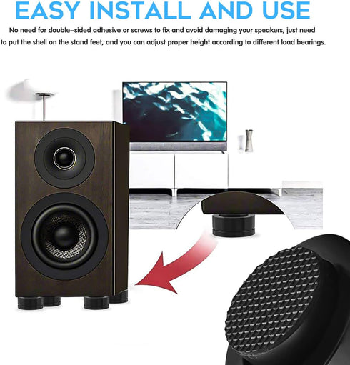 Tertullus 4PCS HiFi Spikes Speaker Bracket Foot Adjustable Isolation Stand Feet Amplifier Speaker DAC Spikes+Base Pads Accessories 39x23mm (39x23mm, Black)