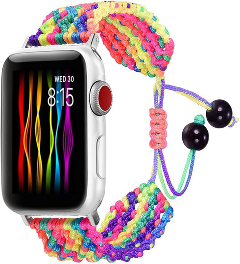 Bandmax Rainbow LGBT Apple Watch Band, 42MM 44MM Braided Nylon Rope, Replacement Wristband Straps