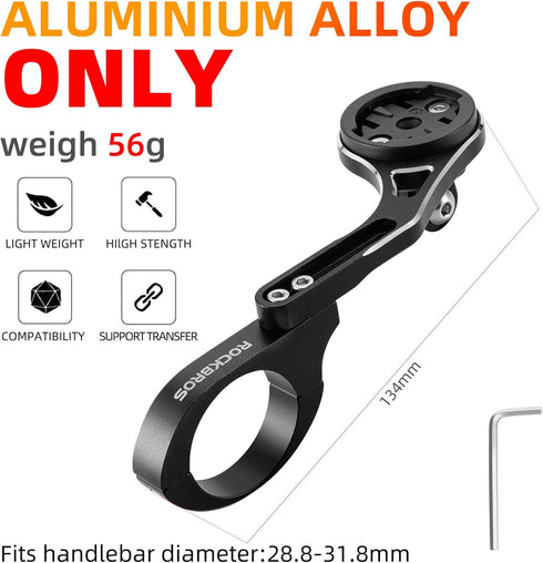 ROCKBROS Out Front Bike Mount, Cycling Computer Mount Compatible with Garmin, Bryton, GoPro