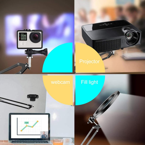 Lurrose 1/4 Metal Webcam Holder and Desktop Scissor Arm Stand with Screw Clamp, Adjustable Suspension Boom for USB