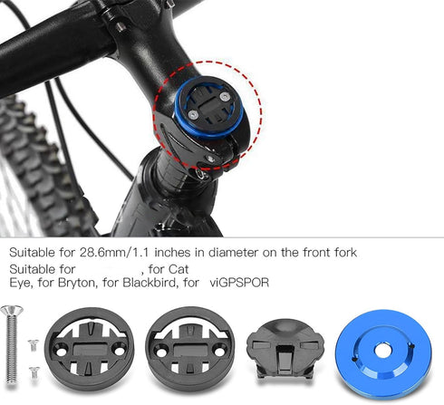 Road Bike Computer Holder, Stem Top Cover Stopwatch GPS Speedometer Mount (Blue)