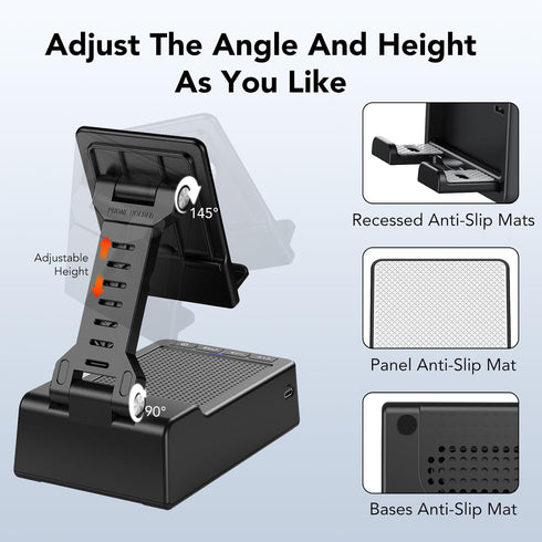taopodo Multifunctional Cell Phone Stand with Wireless Bluetooth Speaker and Anti-Slip Base, HD Stereo Compatible