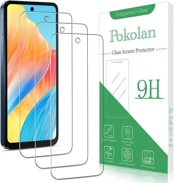 Pokolan Tempered Glass Screen Protector for Motorola Moto G Play (2024) - 3-Pack, 9H Hardness, Bubble Free, Easy